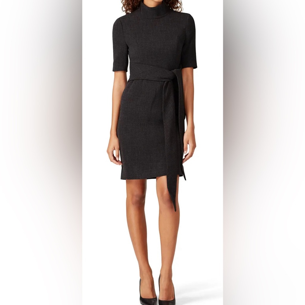 TOCCIN x Rent the Runway Gray Tie Waist Turtleneck Sheath Dress Sz 22